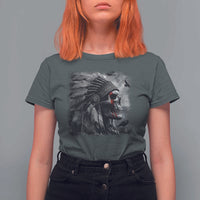 Native American Indian Chief Skull Headdress Crow T Shirt For Women - Wonder Print Shop
