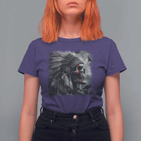 Native American Indian Chief Skull Headdress Crow T Shirt For Women - Wonder Print Shop