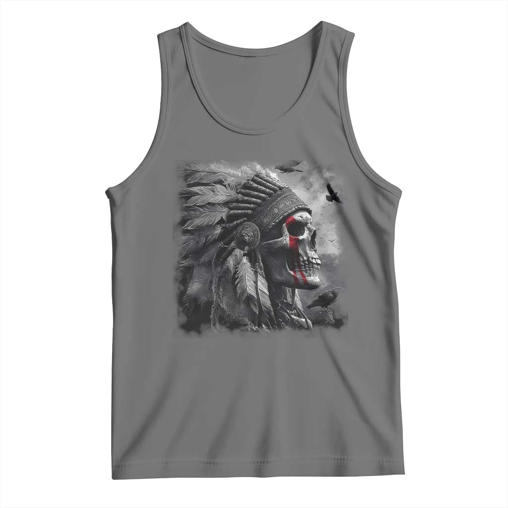 Native American Indian Chief Skull Headdress Crow Tank Top - Wonder Print Shop