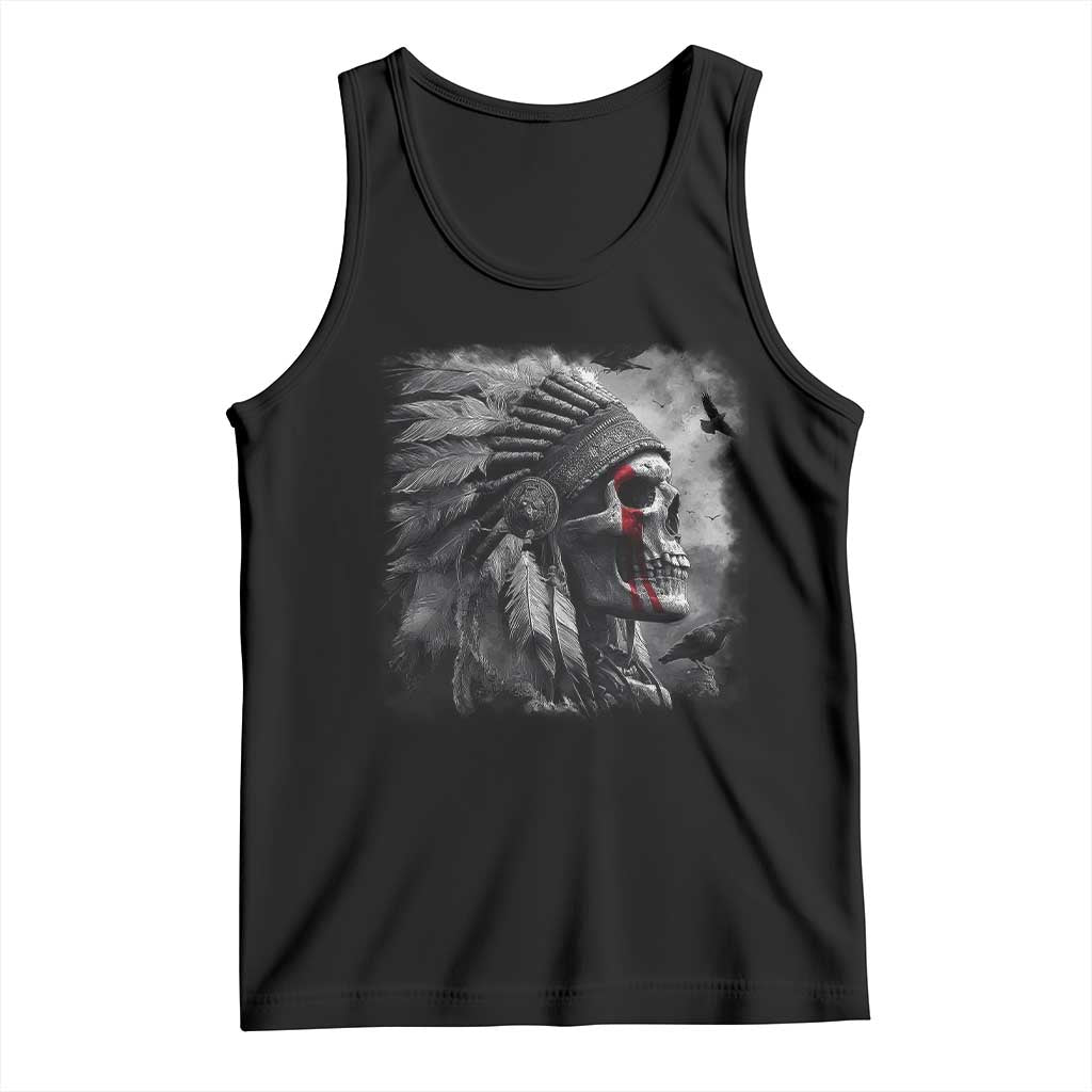 Native American Indian Chief Skull Headdress Crow Tank Top - Wonder Print Shop