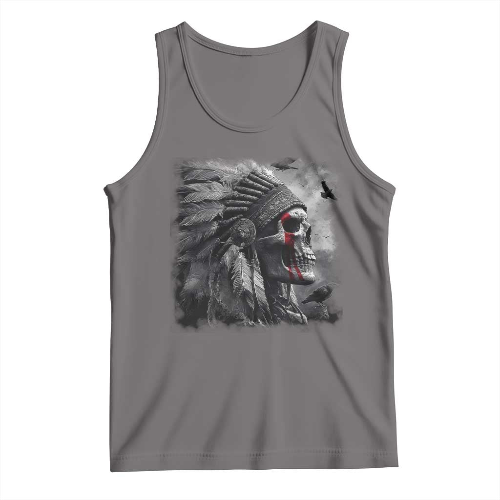 Native American Indian Chief Skull Headdress Crow Tank Top - Wonder Print Shop