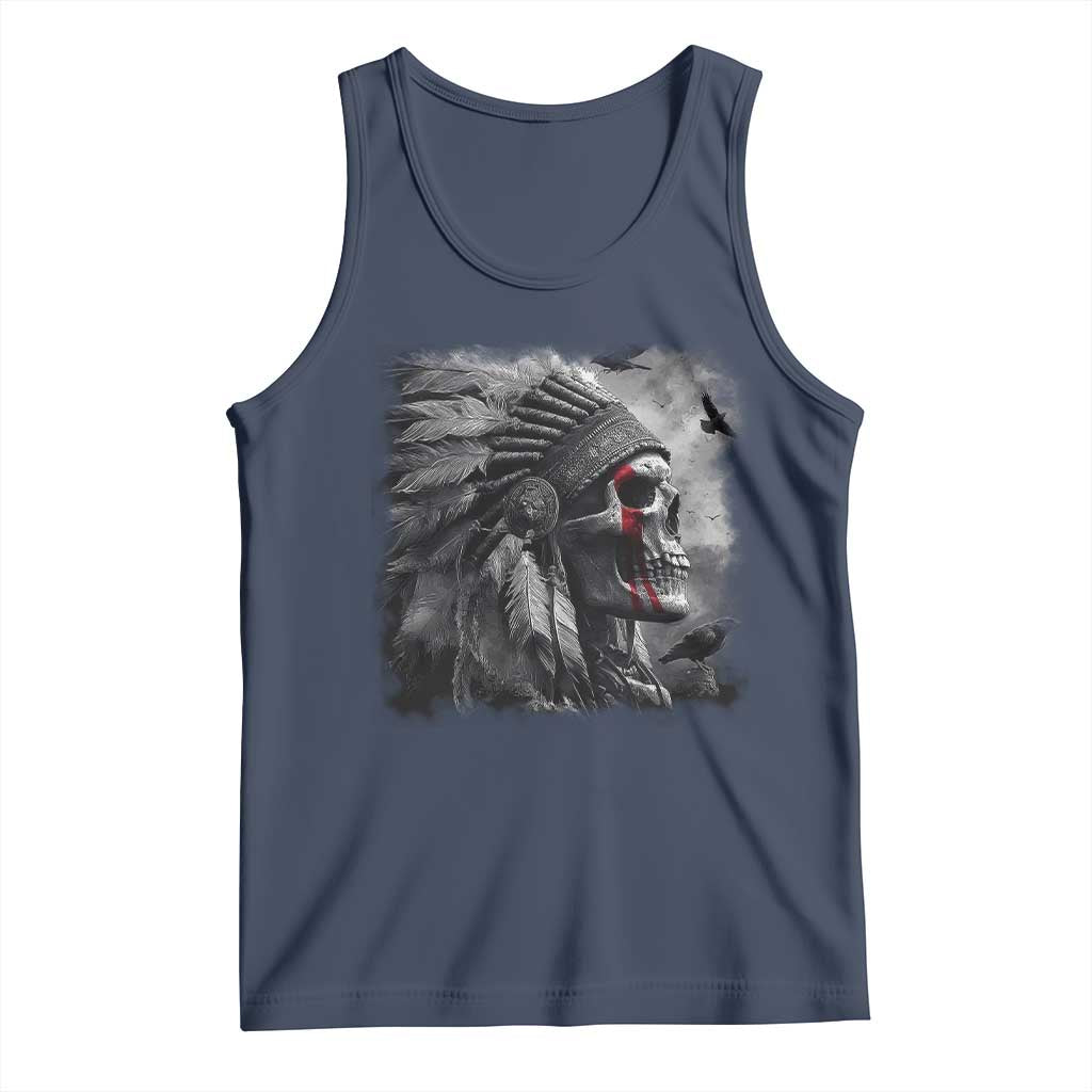 Native American Indian Chief Skull Headdress Crow Tank Top - Wonder Print Shop