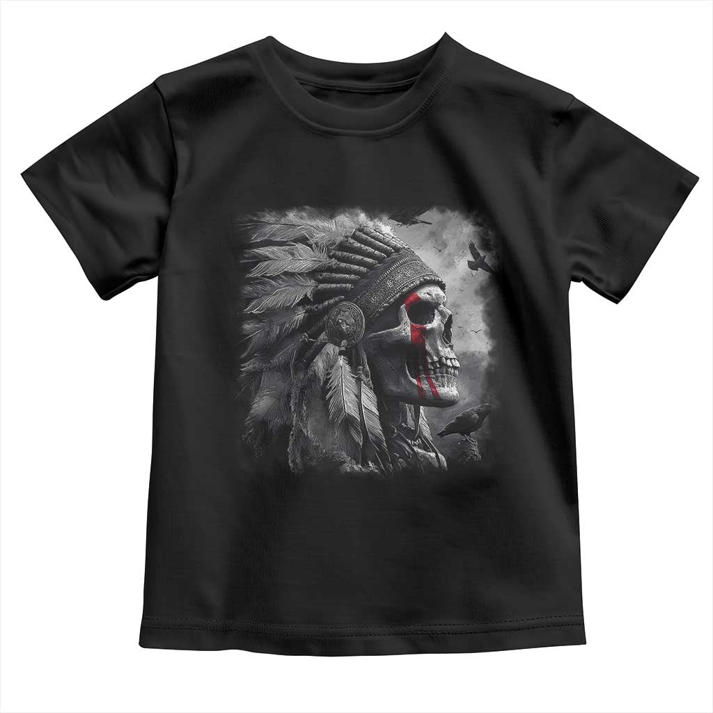 Native American Indian Chief Skull Headdress Crow Toddler T Shirt - Wonder Print Shop