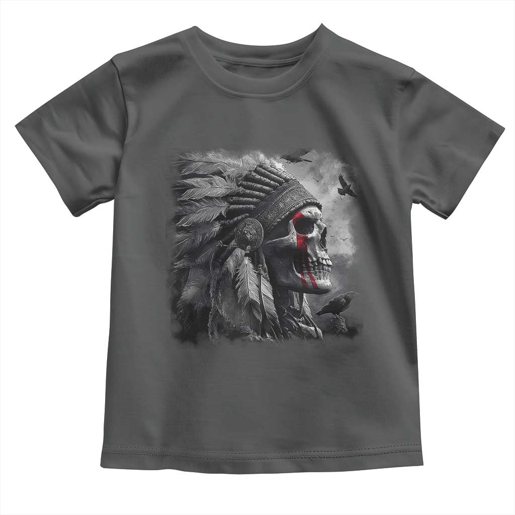 Native American Indian Chief Skull Headdress Crow Toddler T Shirt - Wonder Print Shop