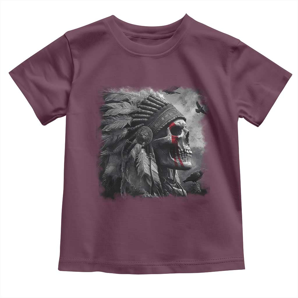 Native American Indian Chief Skull Headdress Crow Toddler T Shirt - Wonder Print Shop