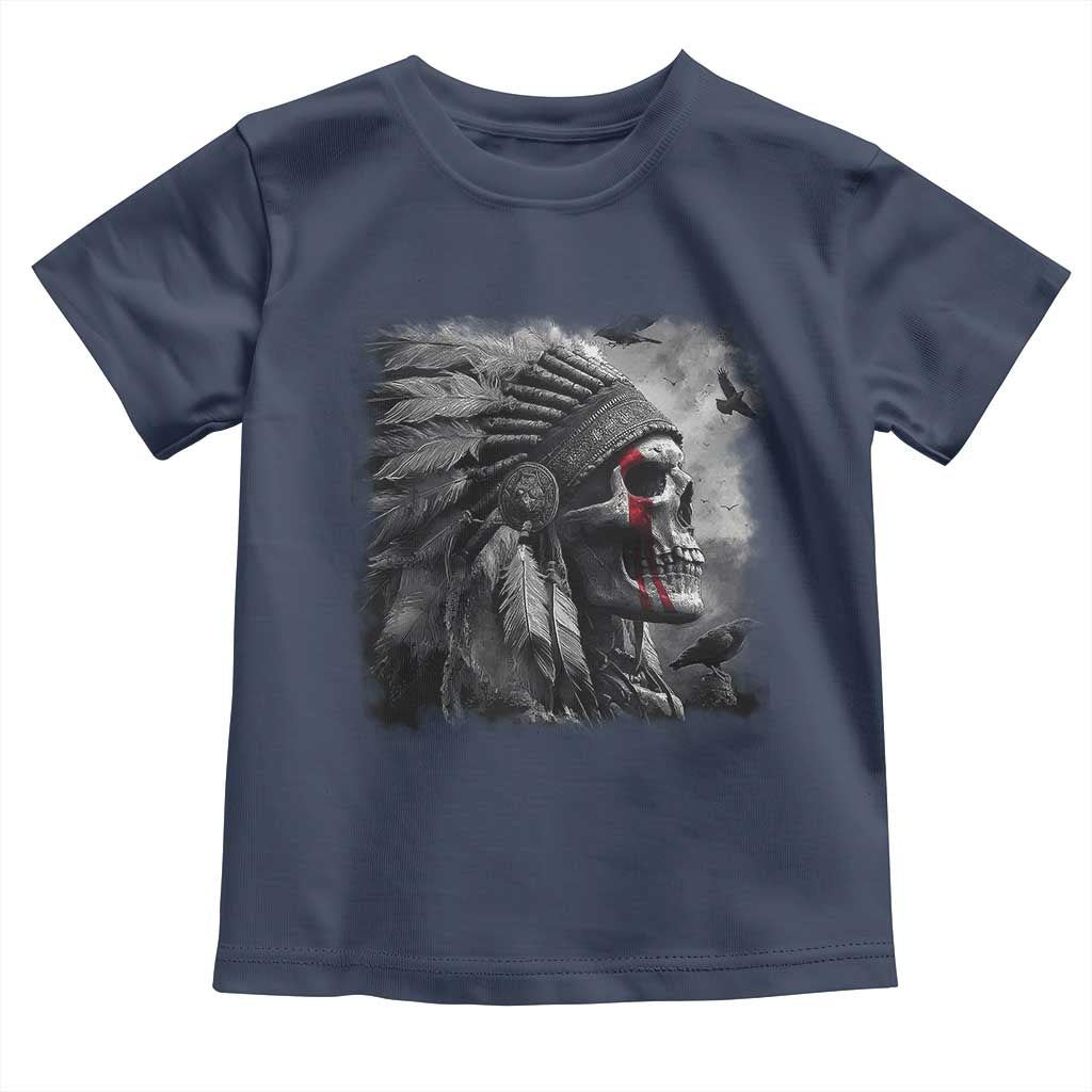 Native American Indian Chief Skull Headdress Crow Toddler T Shirt - Wonder Print Shop