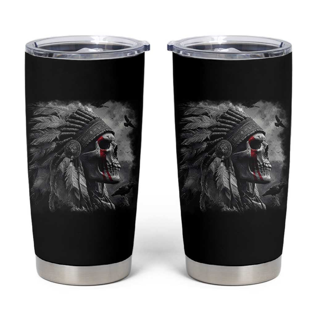 Native American Indian Chief Skull Headdress Crow Tumbler Cup - Wonder Print Shop