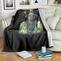 Funny Sitting Bull 90s Nostalgia Pop Art Throw Blanket Retro Native American Chief - Wonder Print Shop