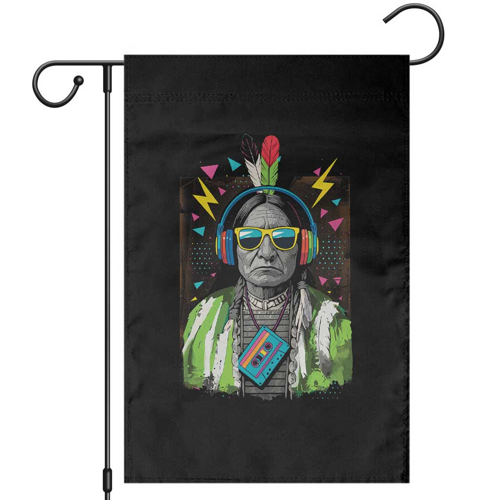 Funny Sitting Bull 90s Nostalgia Pop Art Garden Flag Retro Native American Chief - Wonder Print Shop