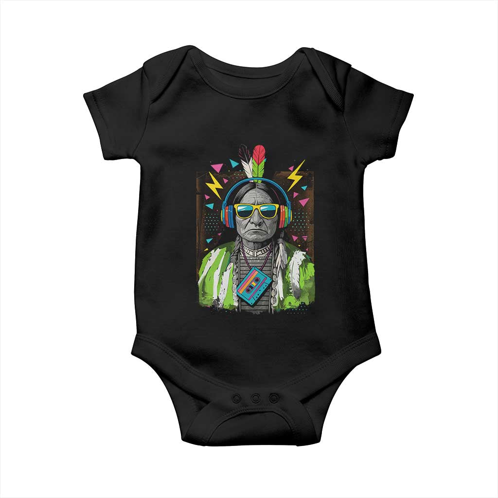 Funny Sitting Bull 90s Nostalgia Pop Art Baby Onesie Retro Native American Chief - Wonder Print Shop