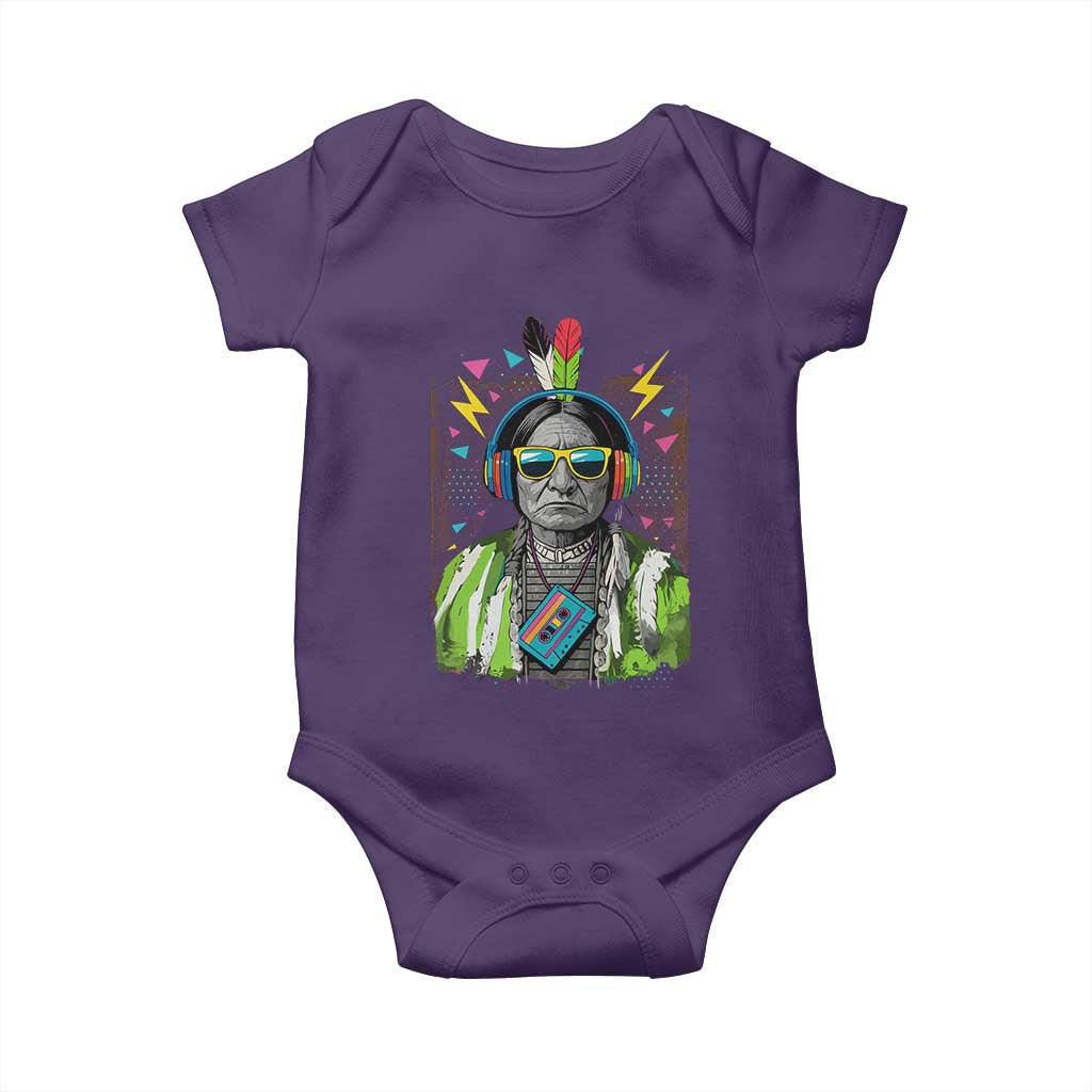Funny Sitting Bull 90s Nostalgia Pop Art Baby Onesie Retro Native American Chief - Wonder Print Shop