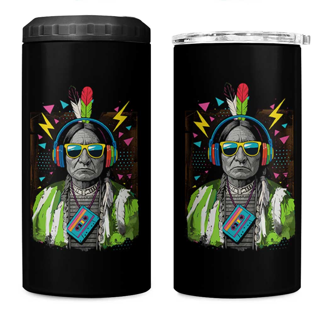Funny Sitting Bull 90s Nostalgia Pop Art 4 in 1 Can Cooler Tumbler Retro Native American Chief - Wonder Print Shop