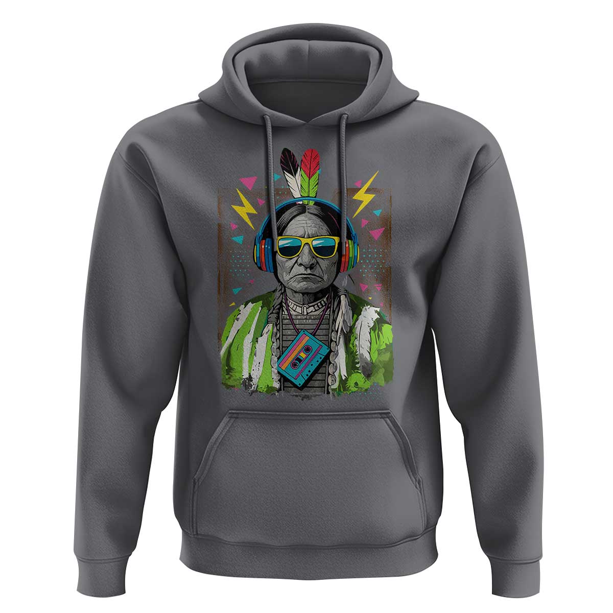 Funny Sitting Bull 90s Nostalgia Pop Art Hoodie Retro Native American Chief - Wonder Print Shop