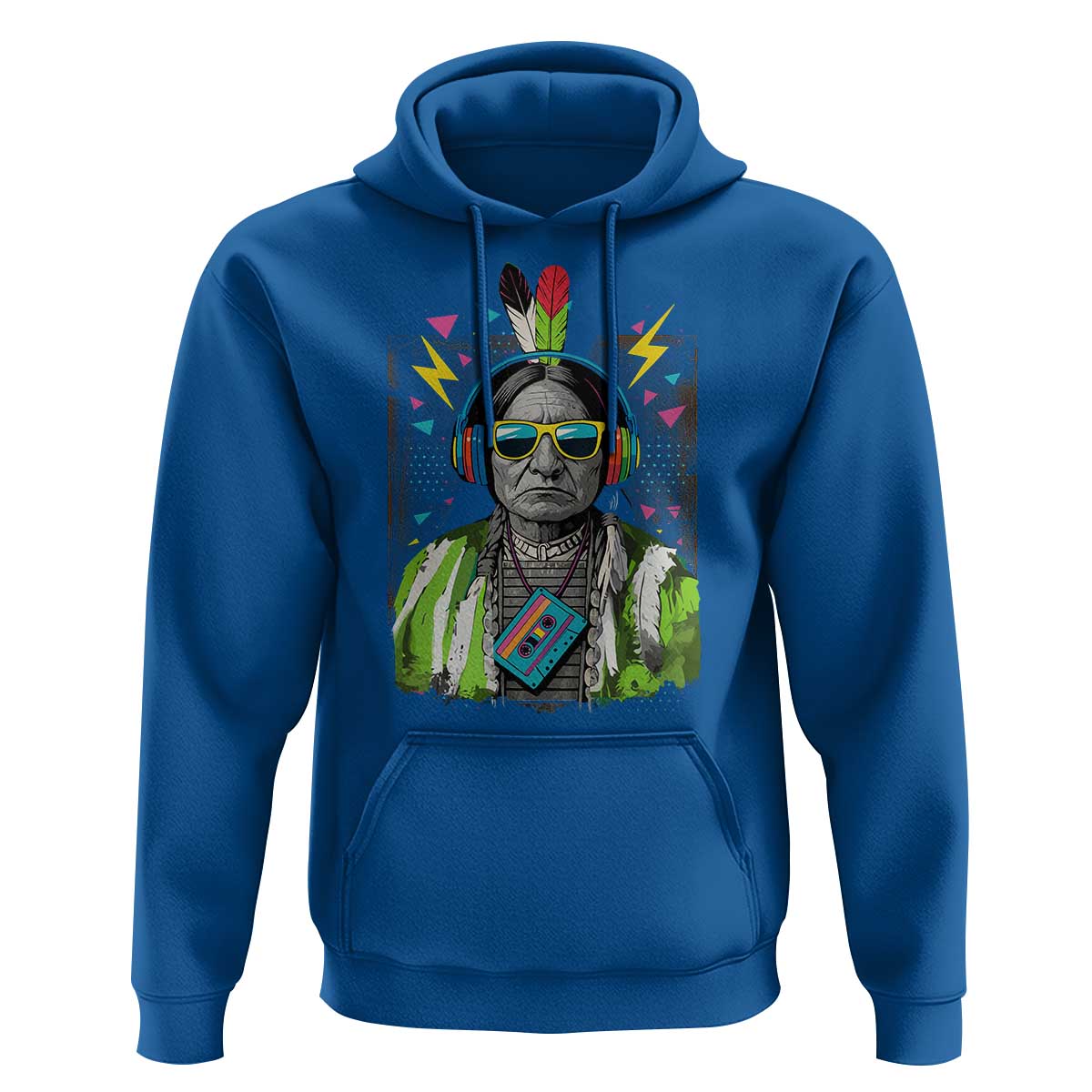 Funny Sitting Bull 90s Nostalgia Pop Art Hoodie Retro Native American Chief - Wonder Print Shop