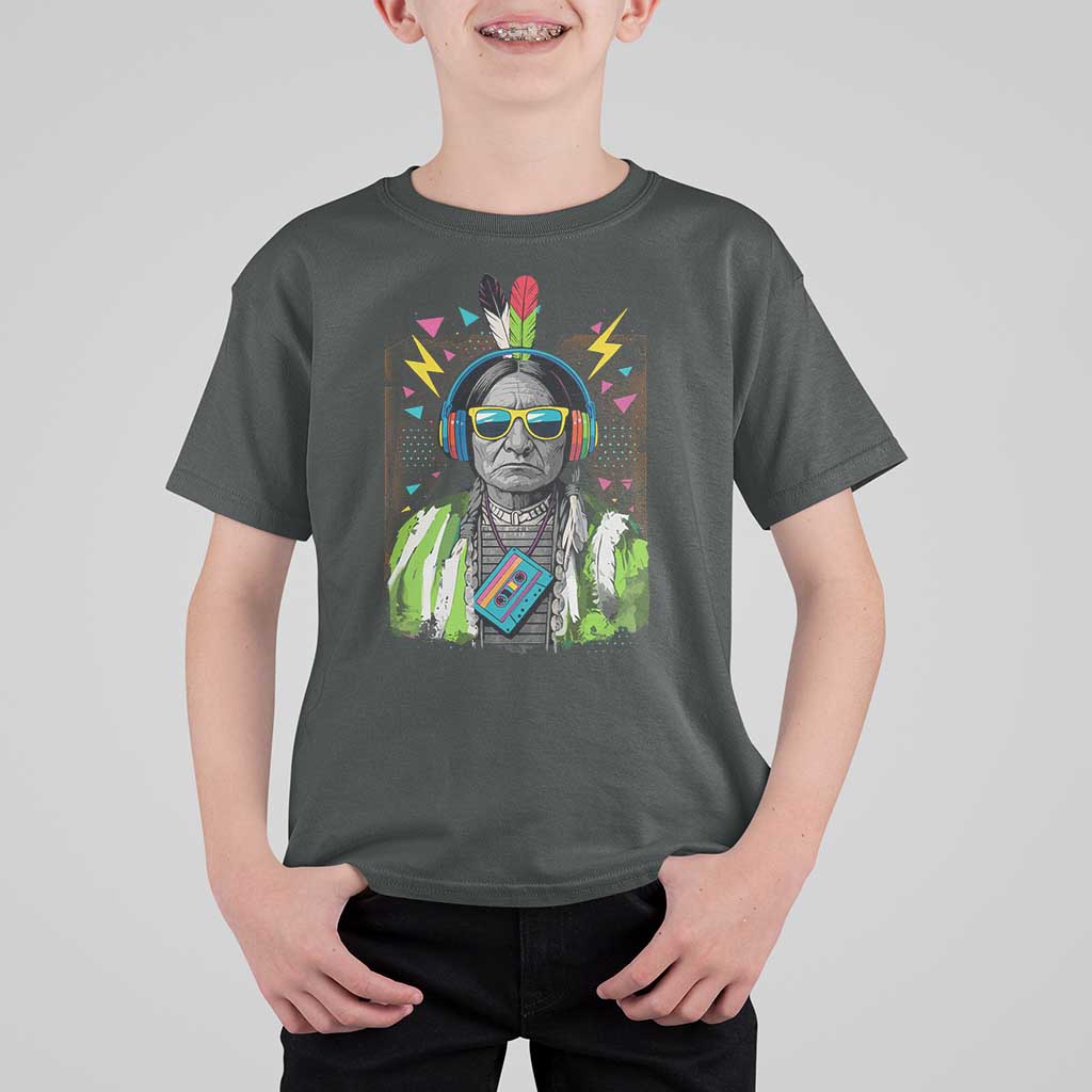 Funny Sitting Bull 90s Nostalgia Pop Art T Shirt For Kid Retro Native American Chief - Wonder Print Shop