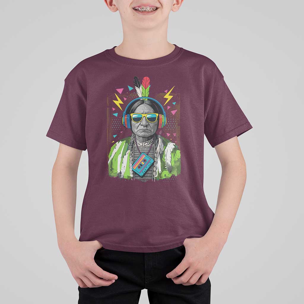 Funny Sitting Bull 90s Nostalgia Pop Art T Shirt For Kid Retro Native American Chief - Wonder Print Shop
