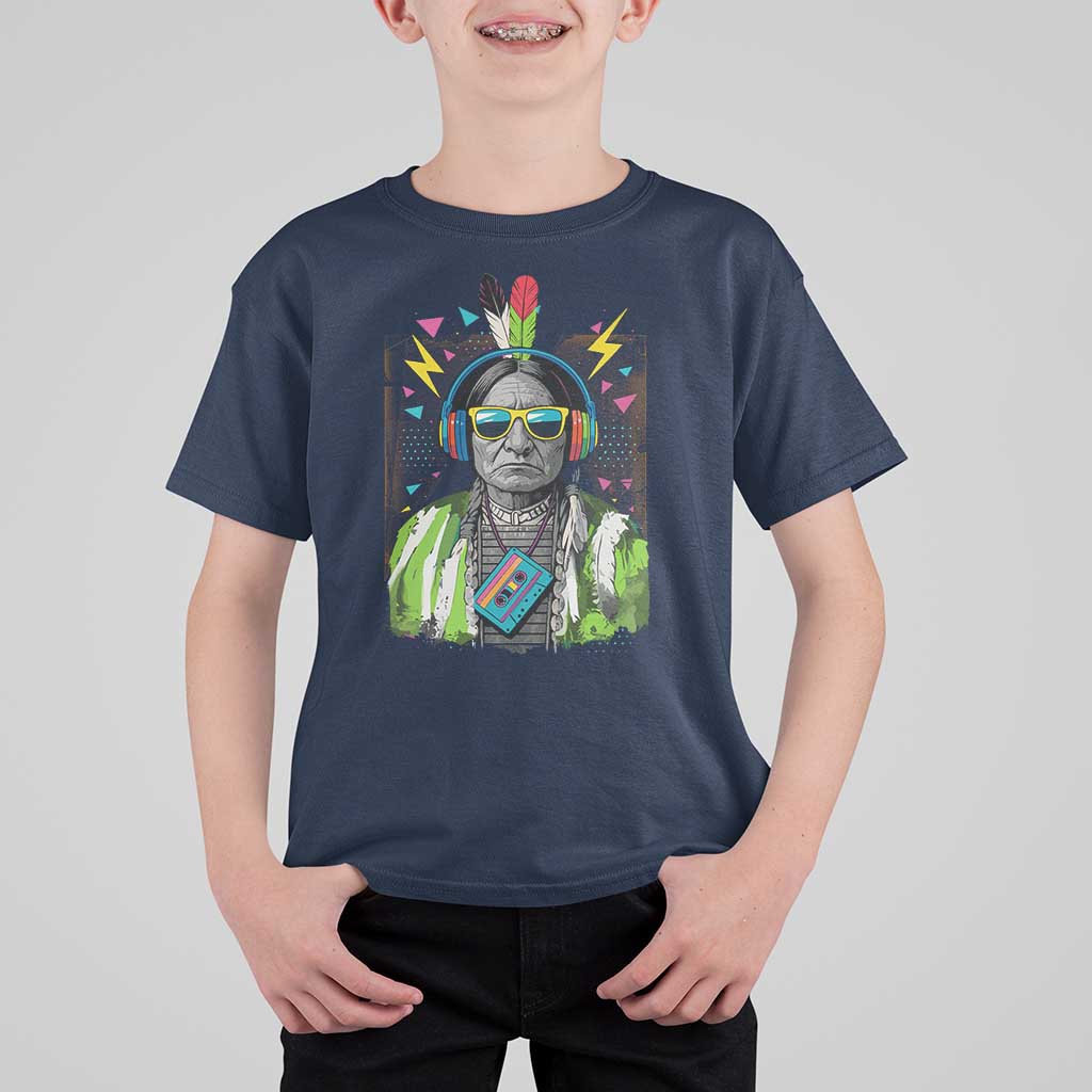 Funny Sitting Bull 90s Nostalgia Pop Art T Shirt For Kid Retro Native American Chief - Wonder Print Shop