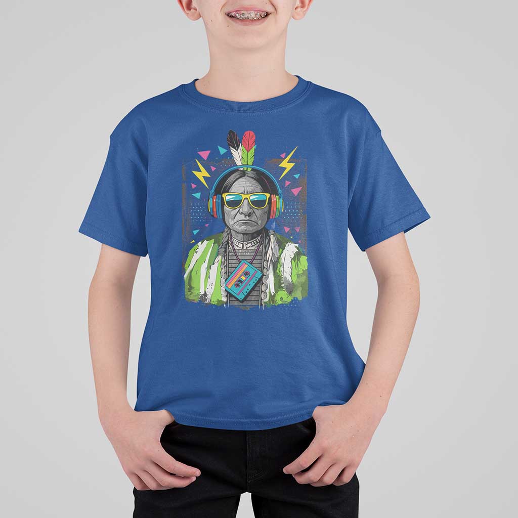 Funny Sitting Bull 90s Nostalgia Pop Art T Shirt For Kid Retro Native American Chief - Wonder Print Shop