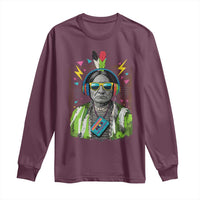 Funny Sitting Bull 90s Nostalgia Pop Art Long Sleeve Shirt Retro Native American Chief - Wonder Print Shop
