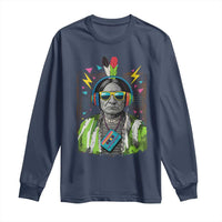 Funny Sitting Bull 90s Nostalgia Pop Art Long Sleeve Shirt Retro Native American Chief - Wonder Print Shop