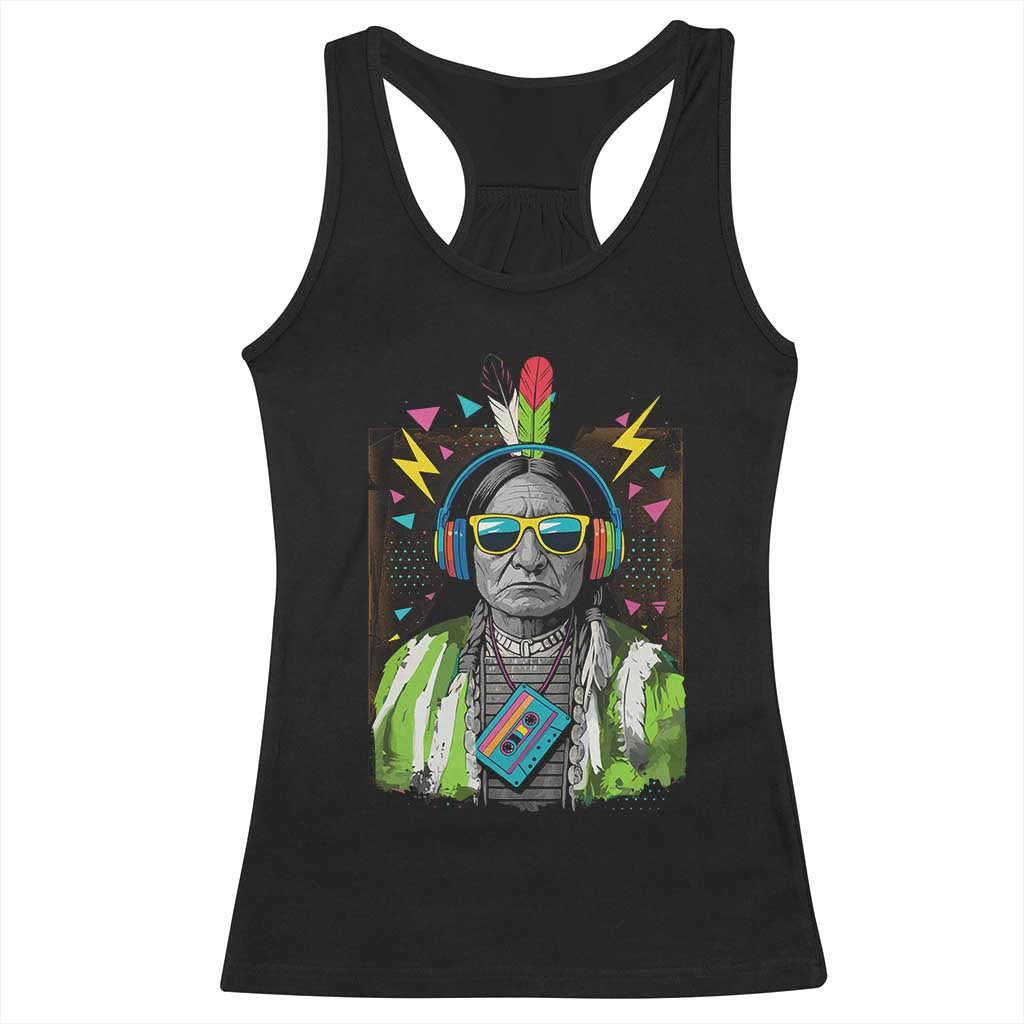 Funny Sitting Bull 90s Nostalgia Pop Art Racerback Tank Top Retro Native American Chief - Wonder Print Shop