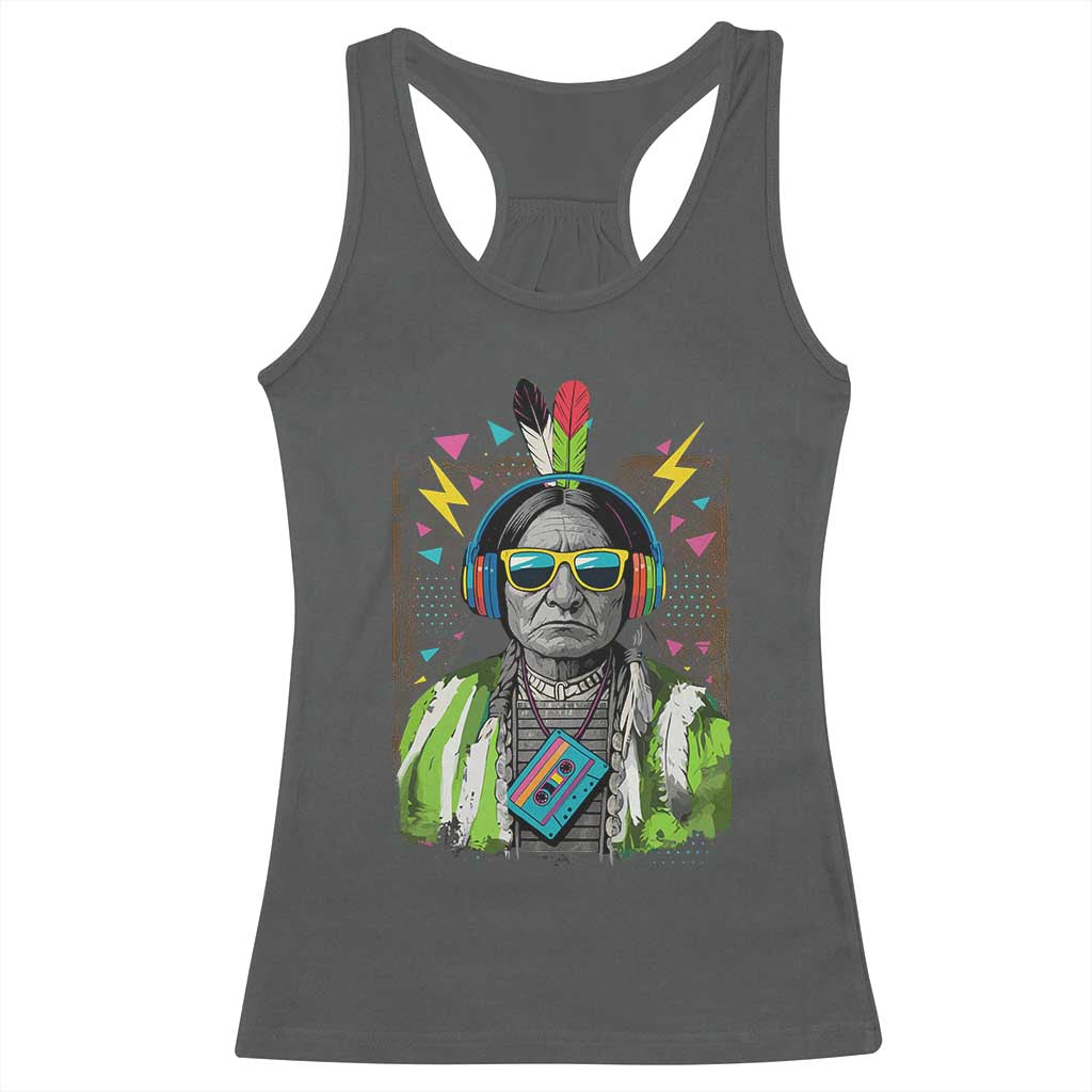 Funny Sitting Bull 90s Nostalgia Pop Art Racerback Tank Top Retro Native American Chief - Wonder Print Shop