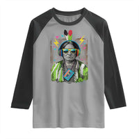 Funny Sitting Bull 90s Nostalgia Pop Art Raglan Shirt Retro Native American Chief - Wonder Print Shop