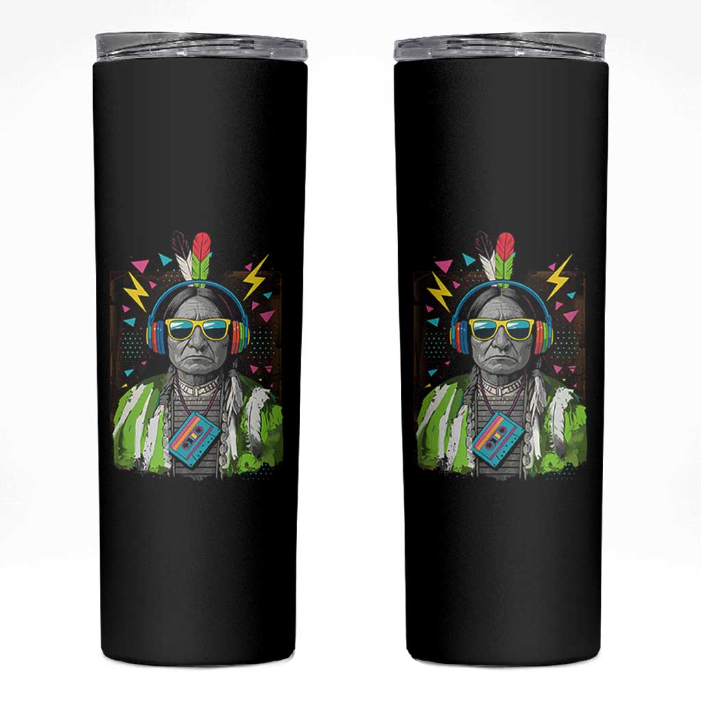 Funny Sitting Bull 90s Nostalgia Pop Art Skinny Tumbler Retro Native American Chief - Wonder Print Shop