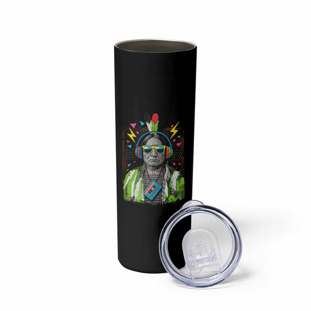 Funny Sitting Bull 90s Nostalgia Pop Art Skinny Tumbler Retro Native American Chief - Wonder Print Shop