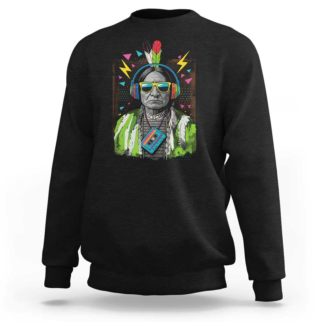 Funny Sitting Bull 90s Nostalgia Pop Art Sweatshirt Retro Native American Chief - Wonder Print Shop