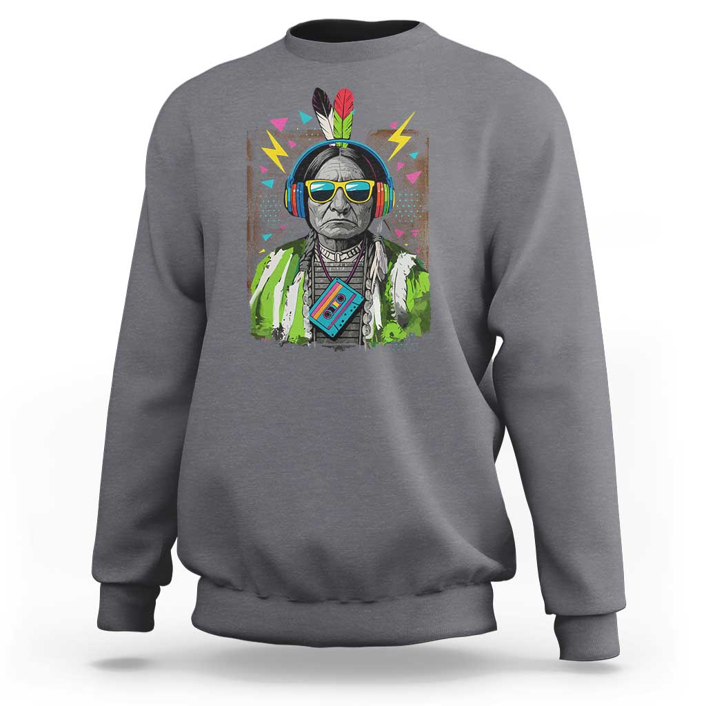 Funny Sitting Bull 90s Nostalgia Pop Art Sweatshirt Retro Native American Chief - Wonder Print Shop