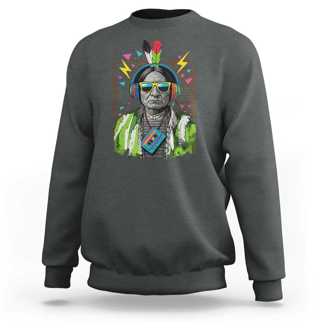 Funny Sitting Bull 90s Nostalgia Pop Art Sweatshirt Retro Native American Chief - Wonder Print Shop