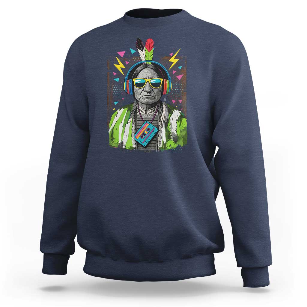Funny Sitting Bull 90s Nostalgia Pop Art Sweatshirt Retro Native American Chief - Wonder Print Shop