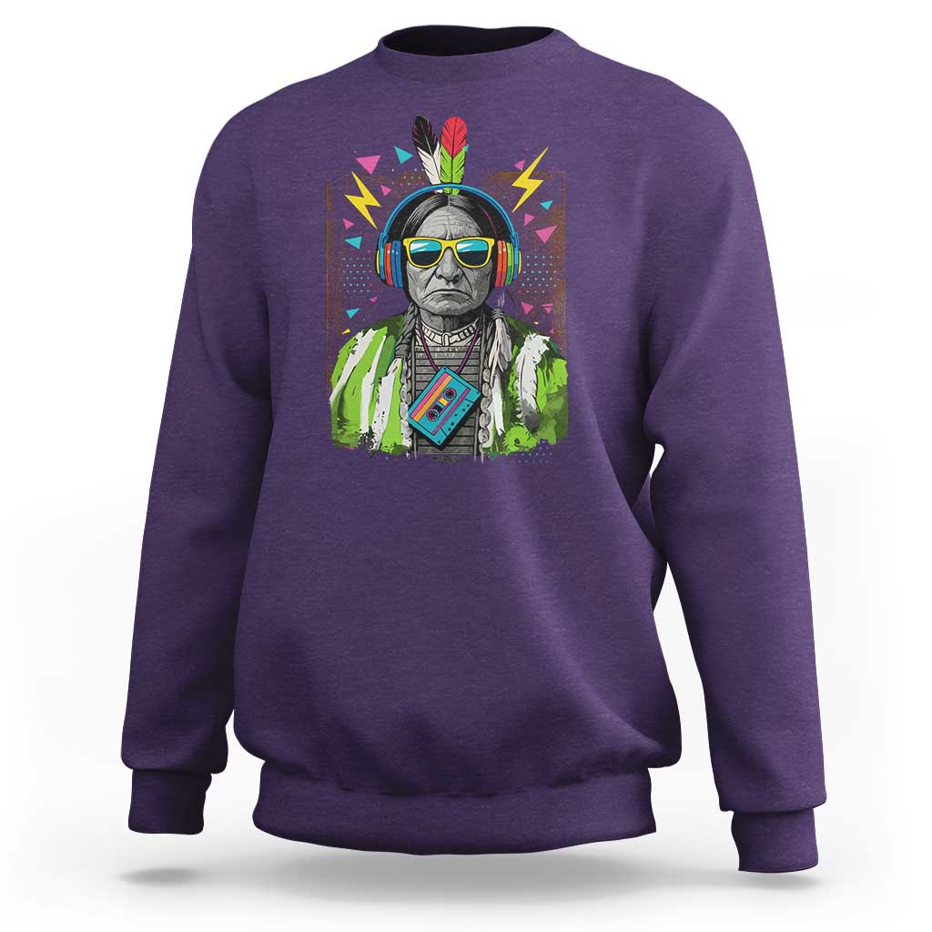 Funny Sitting Bull 90s Nostalgia Pop Art Sweatshirt Retro Native American Chief - Wonder Print Shop