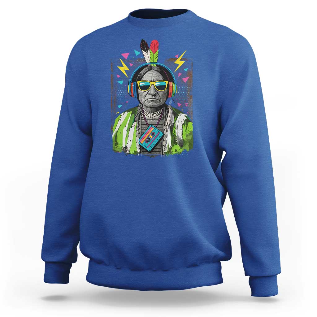 Funny Sitting Bull 90s Nostalgia Pop Art Sweatshirt Retro Native American Chief - Wonder Print Shop