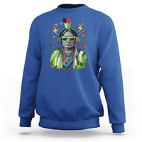 Funny Sitting Bull 90s Nostalgia Pop Art Sweatshirt Retro Native American Chief - Wonder Print Shop