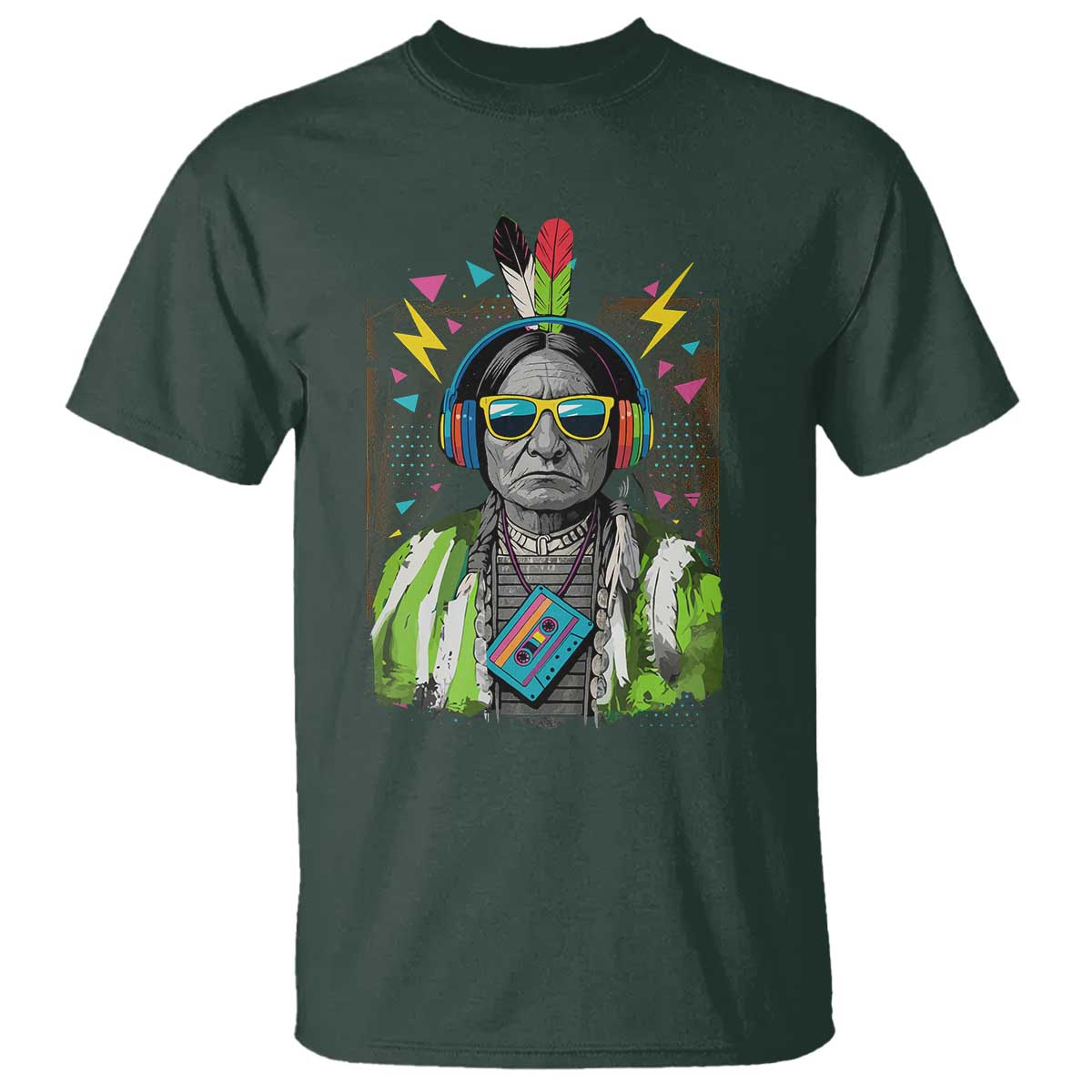 Funny Sitting Bull 90s Nostalgia Pop Art T Shirt Retro Native American Chief - Wonder Print Shop