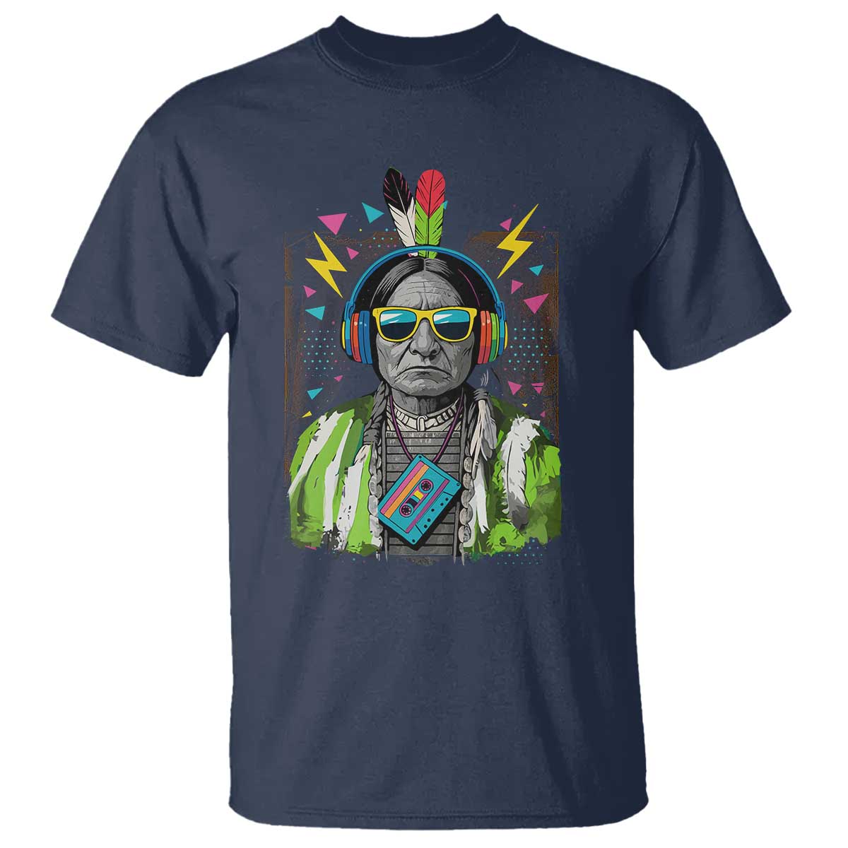 Funny Sitting Bull 90s Nostalgia Pop Art T Shirt Retro Native American Chief - Wonder Print Shop