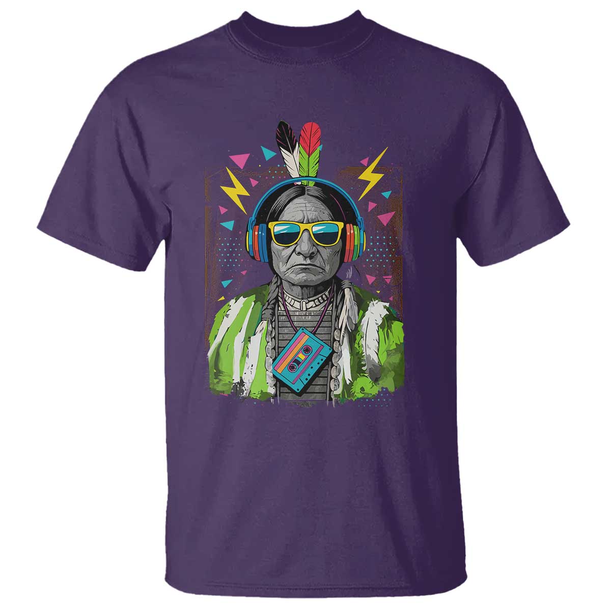 Funny Sitting Bull 90s Nostalgia Pop Art T Shirt Retro Native American Chief - Wonder Print Shop