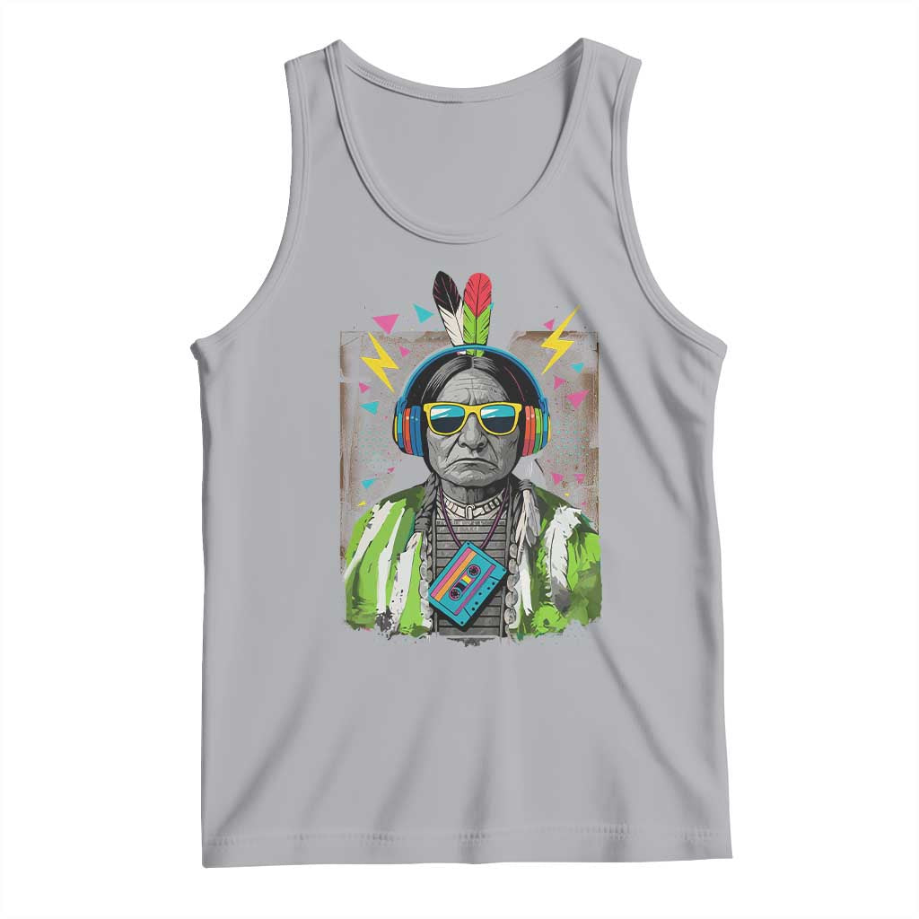 Funny Sitting Bull 90s Nostalgia Pop Art Tank Top Retro Native American Chief - Wonder Print Shop