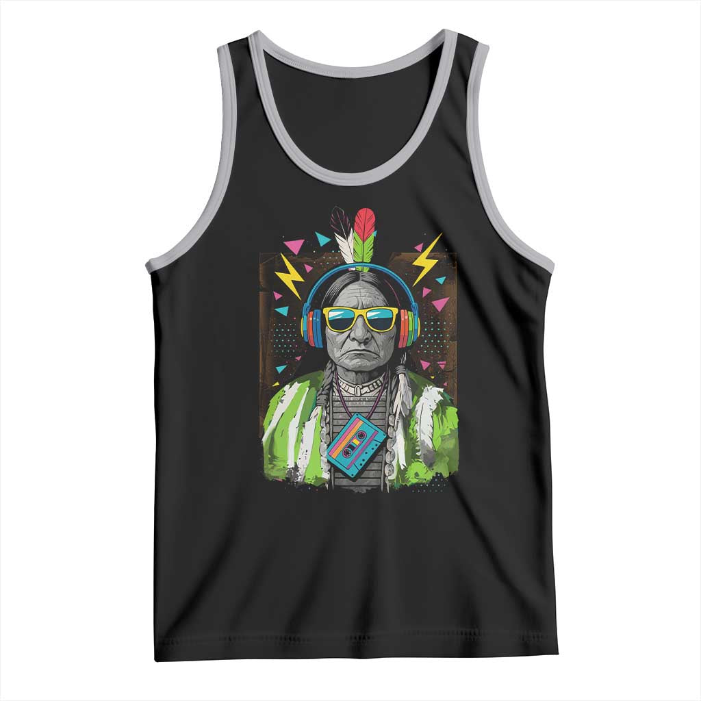 Funny Sitting Bull 90s Nostalgia Pop Art Tank Top Retro Native American Chief - Wonder Print Shop