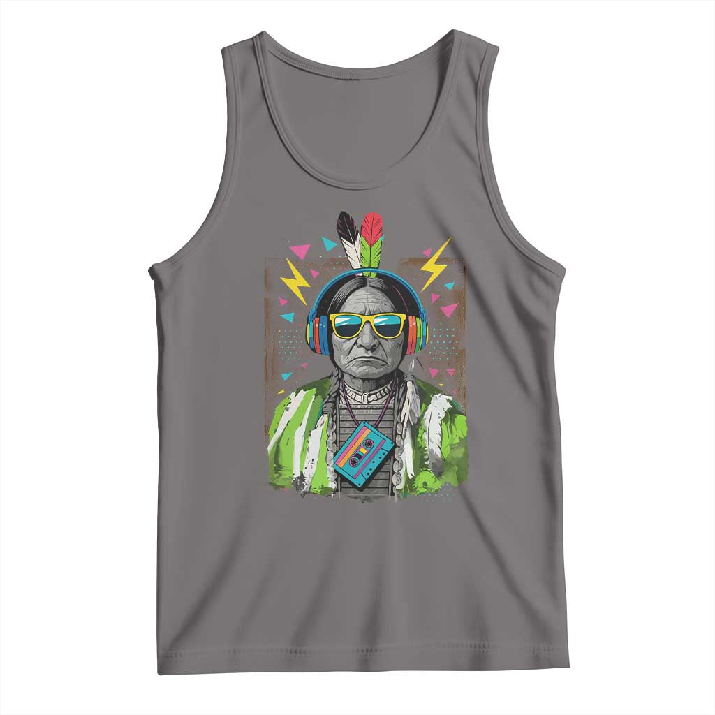 Funny Sitting Bull 90s Nostalgia Pop Art Tank Top Retro Native American Chief - Wonder Print Shop