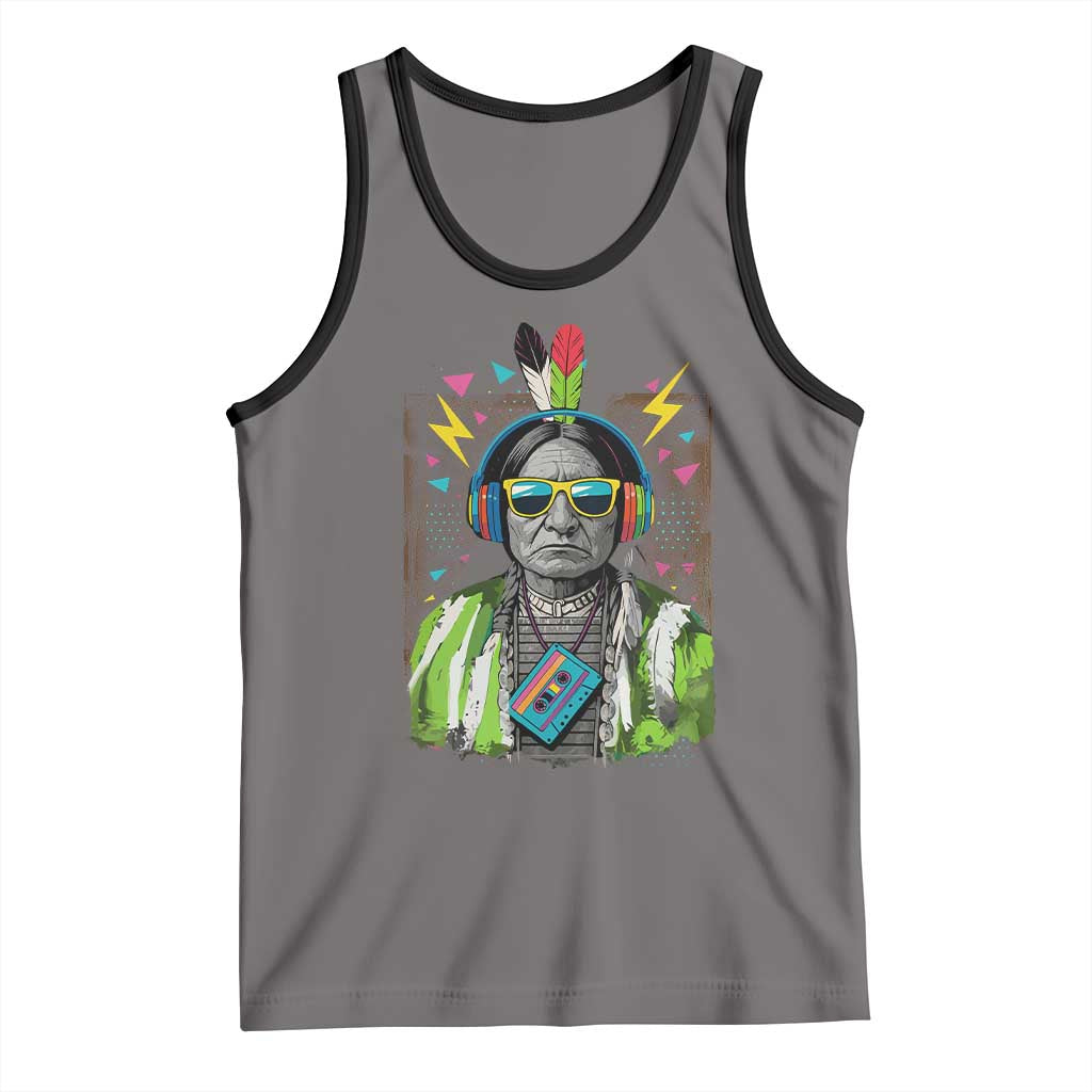 Funny Sitting Bull 90s Nostalgia Pop Art Tank Top Retro Native American Chief - Wonder Print Shop