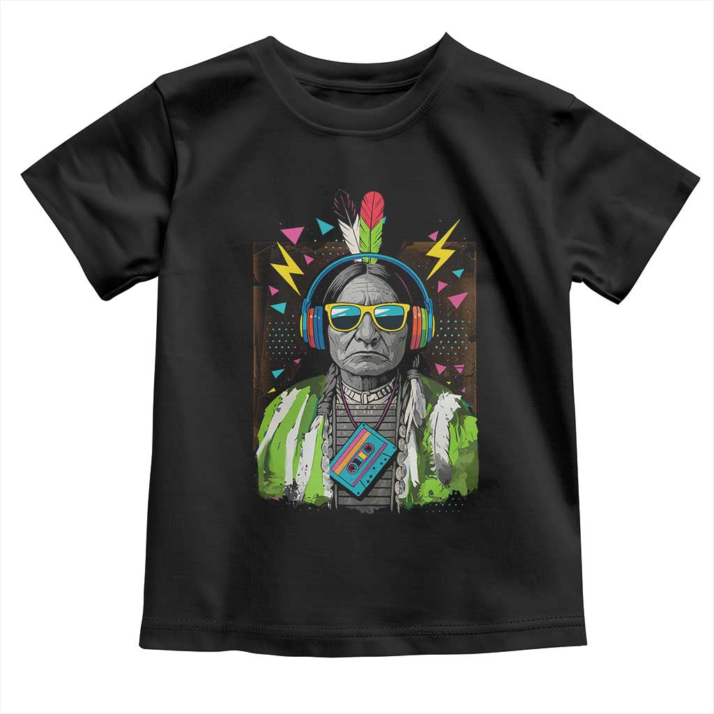 Funny Sitting Bull 90s Nostalgia Pop Art Toddler T Shirt Retro Native American Chief - Wonder Print Shop