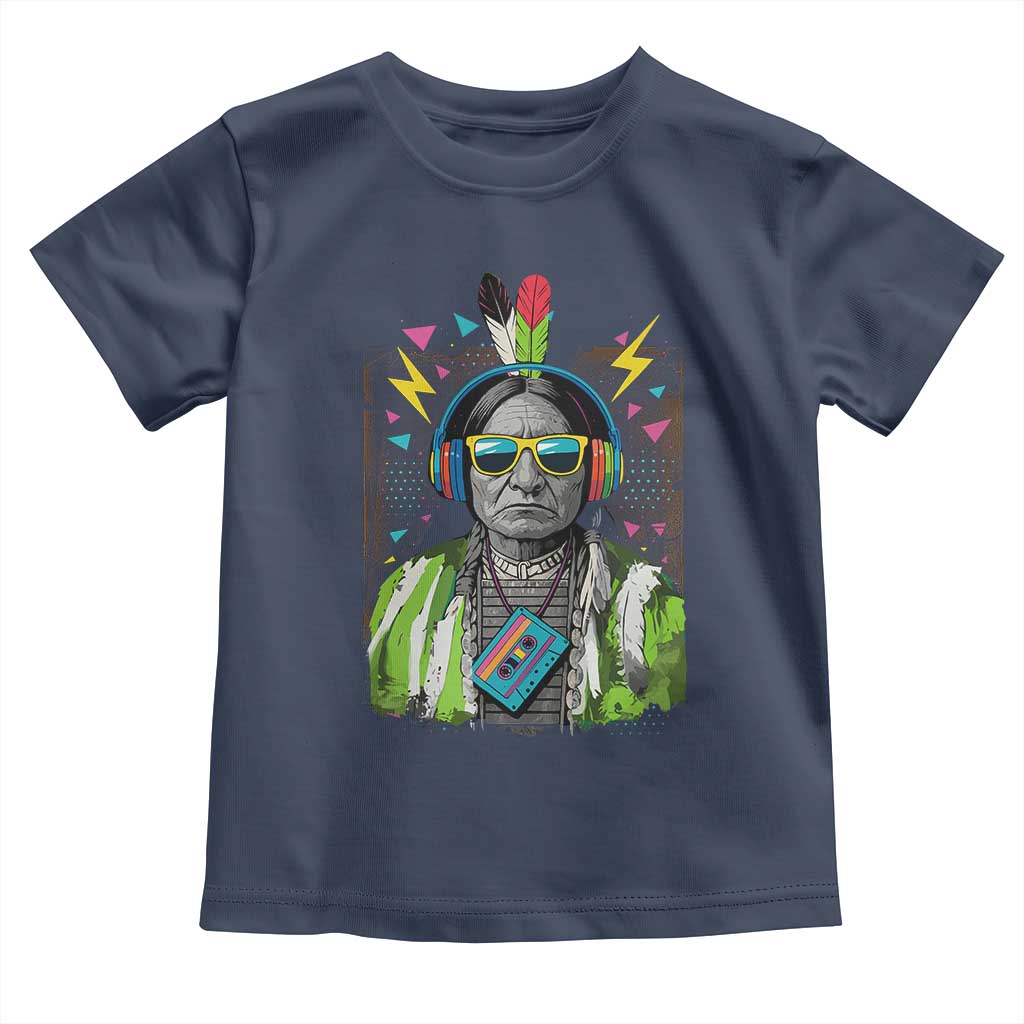 Funny Sitting Bull 90s Nostalgia Pop Art Toddler T Shirt Retro Native American Chief - Wonder Print Shop
