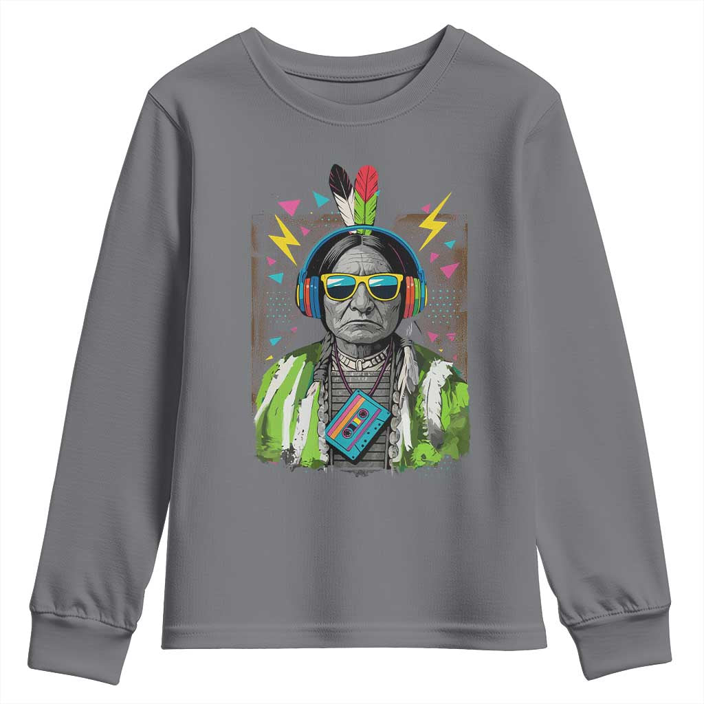 Funny Sitting Bull 90s Nostalgia Pop Art Youth Sweatshirt Retro Native American Chief - Wonder Print Shop
