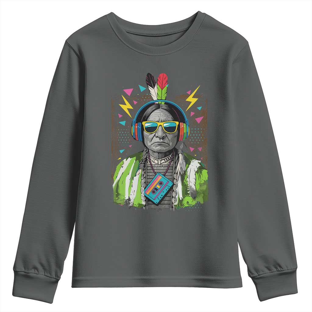 Funny Sitting Bull 90s Nostalgia Pop Art Youth Sweatshirt Retro Native American Chief - Wonder Print Shop