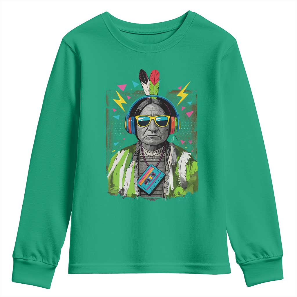 Funny Sitting Bull 90s Nostalgia Pop Art Youth Sweatshirt Retro Native American Chief - Wonder Print Shop