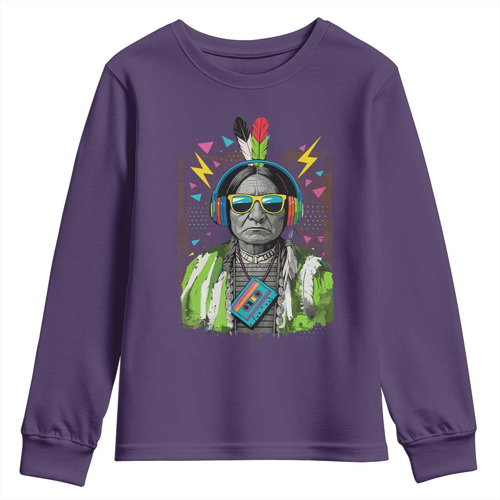 Funny Sitting Bull 90s Nostalgia Pop Art Youth Sweatshirt Retro Native American Chief - Wonder Print Shop