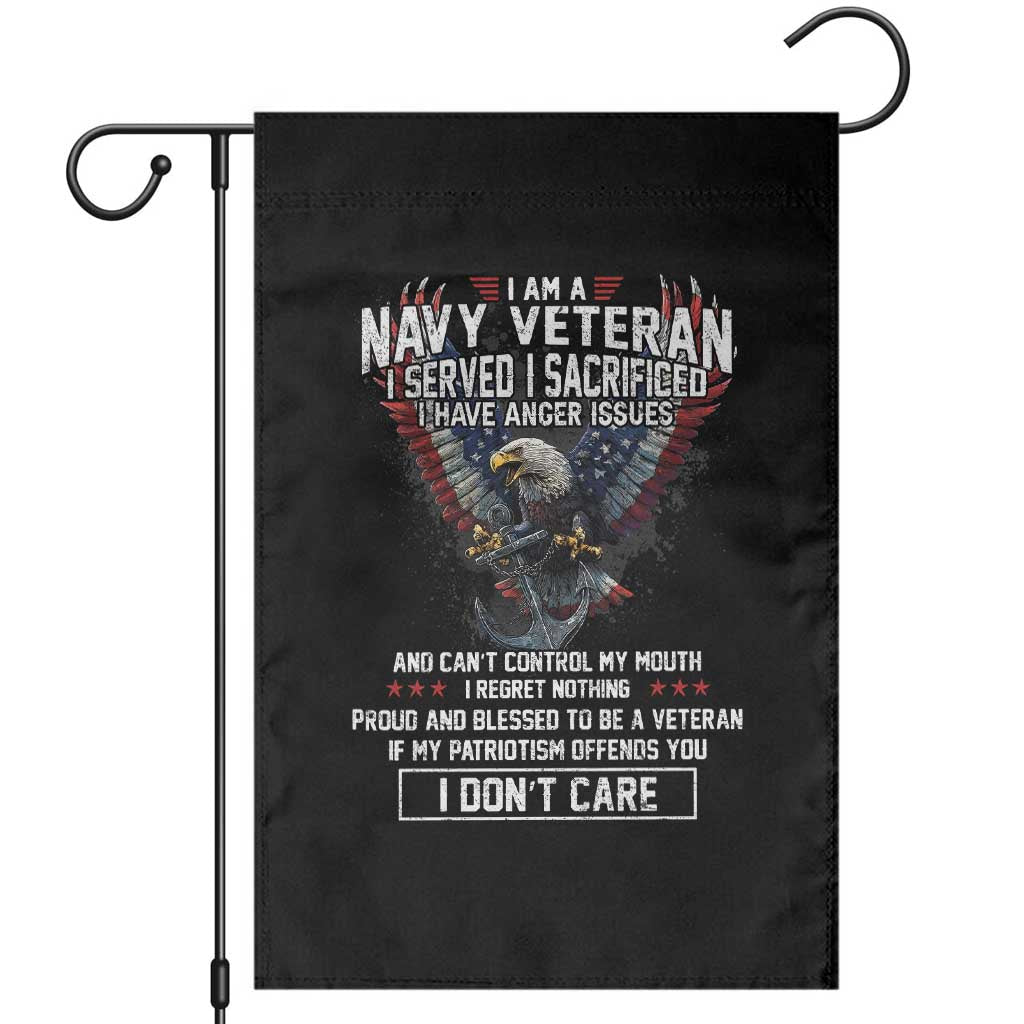I Am Navy Veteran Garden Flag I Served I Sacrificed I have Anger Issues Bald Eagle USA Flag - Wonder Print Shop
